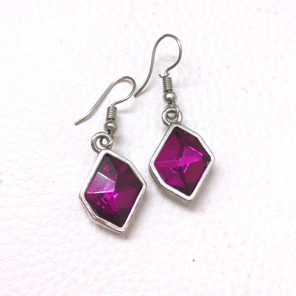 Pink Geode Gem Crystal Earrings